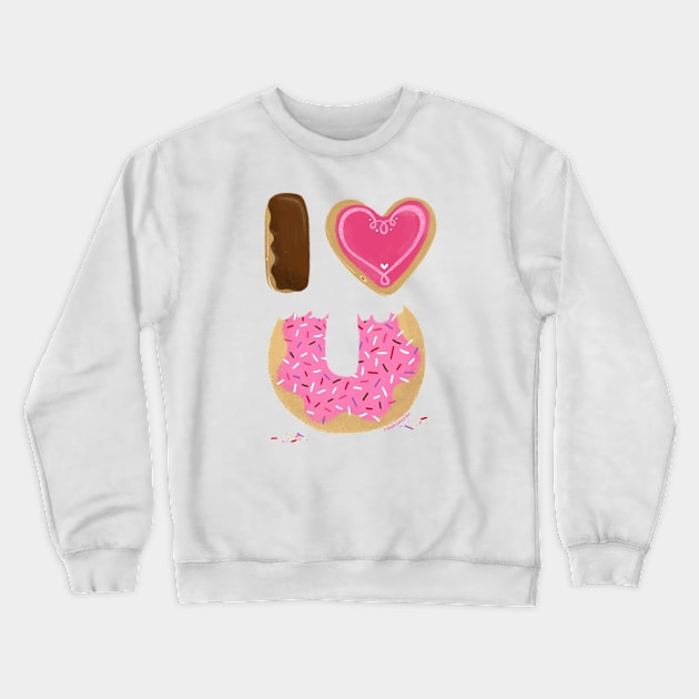 I love you donuts - valentines day doughnut i heart you sweet food art Crewneck Sweatshirt by Steph Calvert Art